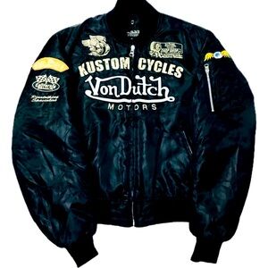 🔥VON DUTCH MOTORS BLACK BIKER JACKET!